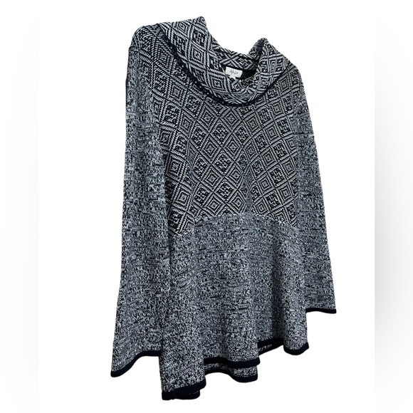 NWT Style & Co black white tribal marled geometric pattern cowl neck sweater XXL - Picture 2 of 10